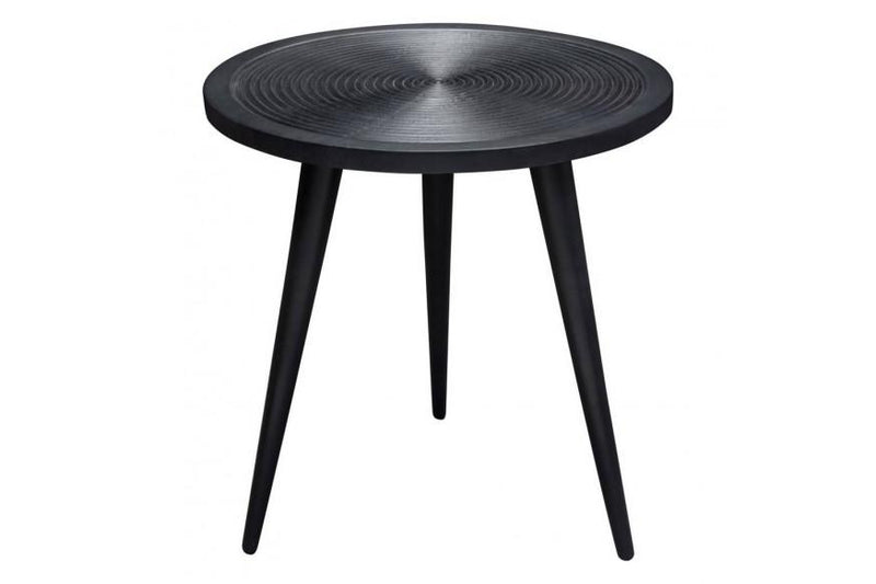 Vortex Round End Table in Solid Mango Wood Top in Black Finish & Iron Legs - Furniture City (CA)l