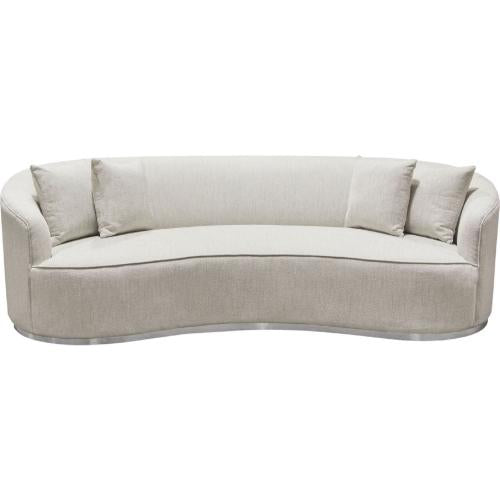 Raven Sofa in Light Cream Fabric w/ Brushed Silver Accent Trim - Furniture City (CA)l