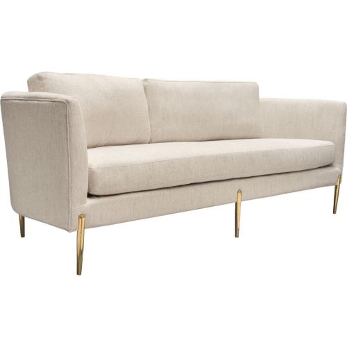 Lane Sofa in Light Cream Fabric with Gold Metal Legs - Furniture City (CA)l