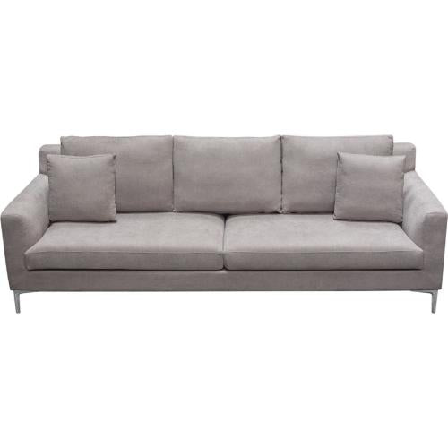 Seattle Loose Back Sofa in Grey Polyester Fabric w/ Polished Silver Metal Leg - Furniture City (CA)l