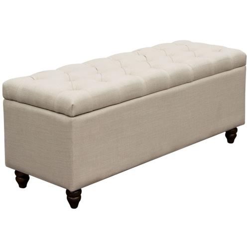 Park Ave Tufted Lift-Top Storage Trunk - Desert Sand Linen - Furniture City (CA)l