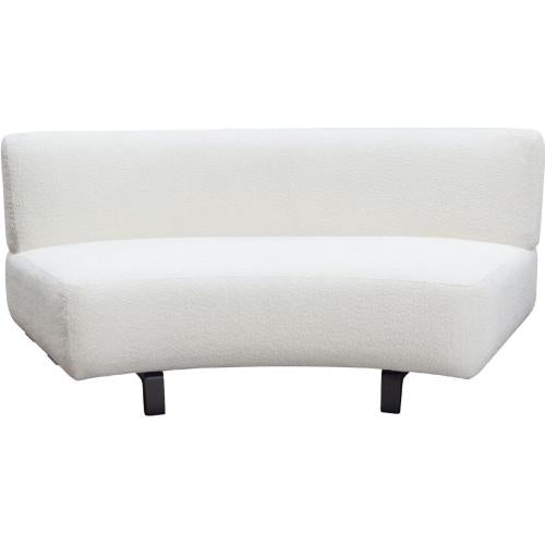 Vesper Curved Armless Sofa in Faux White Shearling w/ Black Wood Leg Base - Furniture City (CA)l