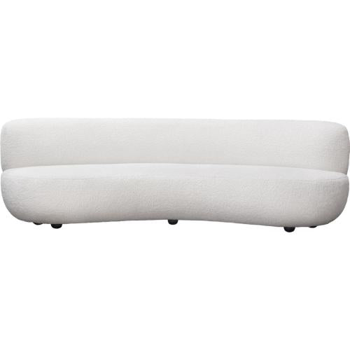 Simone Curved Sofa in White Faux Sheepskin Fabric - Furniture City (CA)l