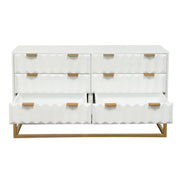 Spectrum 6-Drawer Solid Mango Wood Dresser in White Finish w/ Gold Finished Iron Legs by Diamond Sofa - Furniture City (CA)l