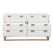 Spectrum 6-Drawer Solid Mango Wood Dresser in White Finish w/ Gold Finished Iron Legs by Diamond Sofa - Furniture City (CA)l