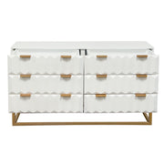 Spectrum 6-Drawer Solid Mango Wood Dresser in White Finish w/ Gold Finished Iron Legs by Diamond Sofa - Furniture City (CA)l