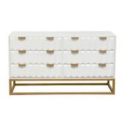 Spectrum 6-Drawer Solid Mango Wood Dresser in White Finish w/ Gold Finished Iron Legs by Diamond Sofa - Furniture City (CA)l