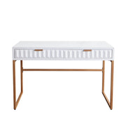 Spectrum 2-Drawer Solid Mango Wood Desk in White Finish w/ Gold Finished Iron Legs by Diamond Sofa - Furniture City (CA)l