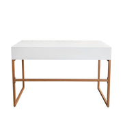 Spectrum 2-Drawer Solid Mango Wood Desk in White Finish w/ Gold Finished Iron Legs by Diamond Sofa - Furniture City (CA)l