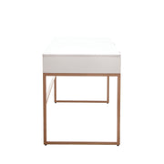 Spectrum 2-Drawer Solid Mango Wood Desk in White Finish w/ Gold Finished Iron Legs by Diamond Sofa - Furniture City (CA)l