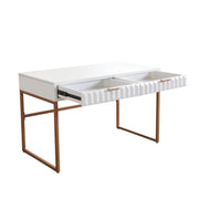 Spectrum 2-Drawer Solid Mango Wood Desk in White Finish w/ Gold Finished Iron Legs by Diamond Sofa - Furniture City (CA)l
