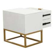 Spectrum 2-Drawer Solid Mango Wood Accent Table in White Finish w/ Gold Finished Iron Legs by Diamond Sofa - Furniture City (CA)l