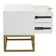 Spectrum 2-Drawer Solid Mango Wood Accent Table in White Finish w/ Gold Finished Iron Legs by Diamond Sofa - Furniture City (CA)l