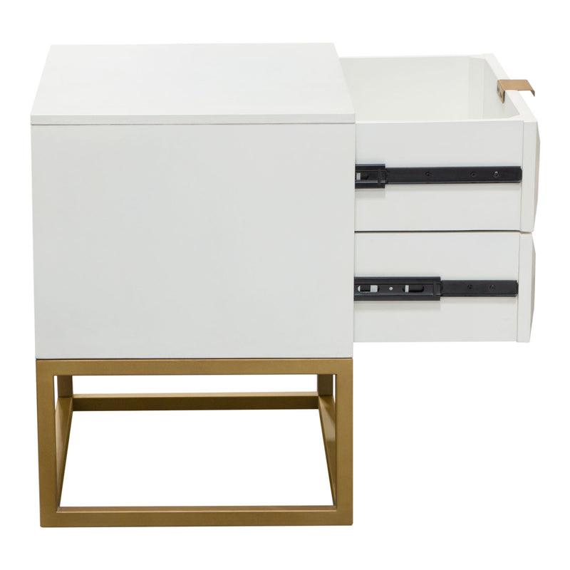 Spectrum 2-Drawer Solid Mango Wood Accent Table in White Finish w/ Gold Finished Iron Legs by Diamond Sofa - Furniture City (CA)l