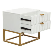 Spectrum 2-Drawer Solid Mango Wood Accent Table in White Finish w/ Gold Finished Iron Legs by Diamond Sofa - Furniture City (CA)l