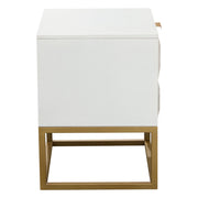Spectrum 2-Drawer Solid Mango Wood Accent Table in White Finish w/ Gold Finished Iron Legs by Diamond Sofa - Furniture City (CA)l