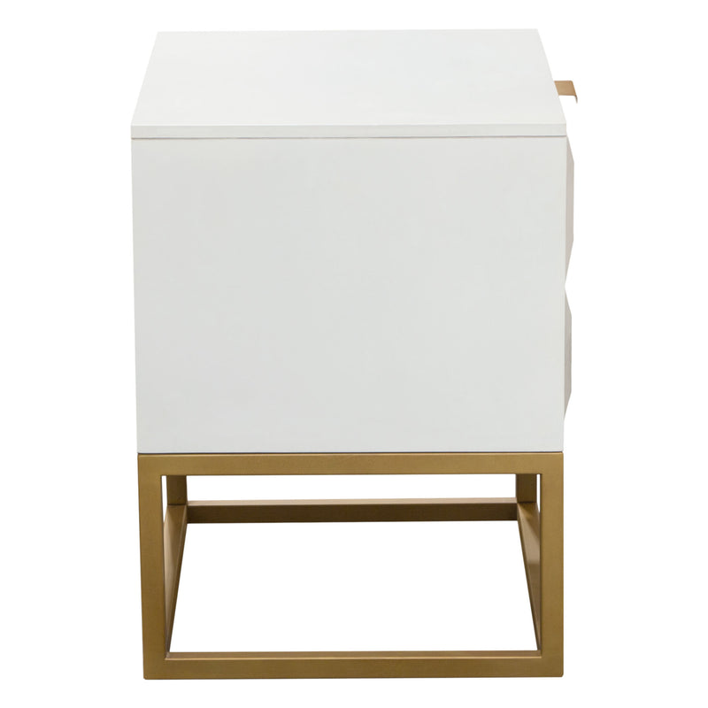 Spectrum 2-Drawer Solid Mango Wood Accent Table in White Finish w/ Gold Finished Iron Legs by Diamond Sofa - Furniture City (CA)l