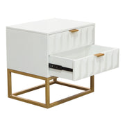 Spectrum 2-Drawer Solid Mango Wood Accent Table in White Finish w/ Gold Finished Iron Legs by Diamond Sofa - Furniture City (CA)l