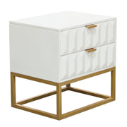 Spectrum 2-Drawer Solid Mango Wood Accent Table in White Finish w/ Gold Finished Iron Legs by Diamond Sofa - Furniture City (CA)l