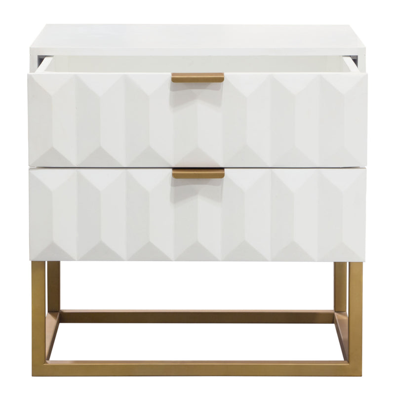 Spectrum 2-Drawer Solid Mango Wood Accent Table in White Finish w/ Gold Finished Iron Legs by Diamond Sofa - Furniture City (CA)l