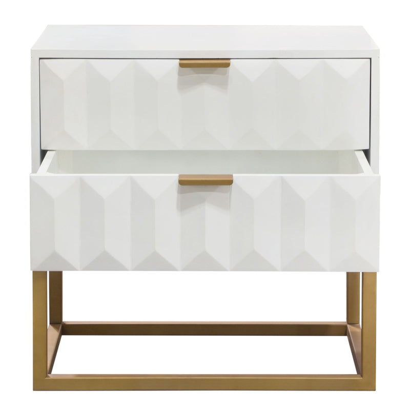 Spectrum 2-Drawer Solid Mango Wood Accent Table in White Finish w/ Gold Finished Iron Legs by Diamond Sofa - Furniture City (CA)l