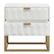 Spectrum 2-Drawer Solid Mango Wood Accent Table in White Finish w/ Gold Finished Iron Legs by Diamond Sofa - Furniture City (CA)l