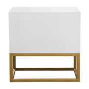Spectrum 2-Drawer Solid Mango Wood Accent Table in White Finish w/ Gold Finished Iron Legs by Diamond Sofa - Furniture City (CA)l