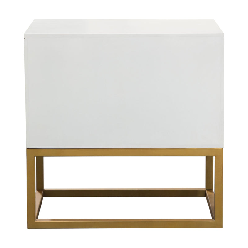 Spectrum 2-Drawer Solid Mango Wood Accent Table in White Finish w/ Gold Finished Iron Legs by Diamond Sofa - Furniture City (CA)l