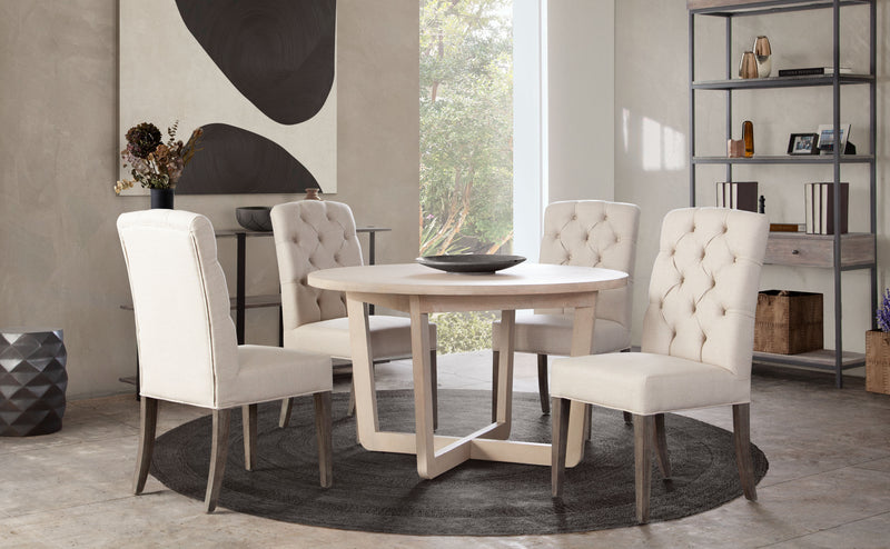 Solano 51" Round Solid Mango Wood Dining Table in Light Natural Grey Wash Finish by Diamond Sofa - Furniture City (CA)l