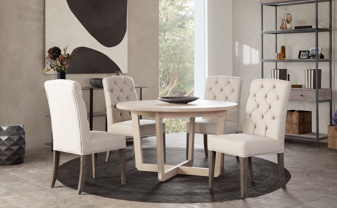 Solano 51" Round Solid Mango Wood Dining Table in Light Natural Grey Wash Finish by Diamond Sofa