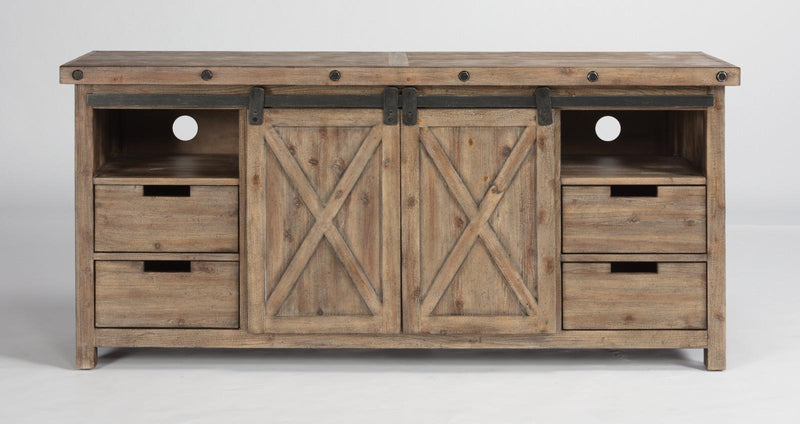 Flexsteel Carpenter Entertainment Base in Rustic Gray - Furniture City (CA)l