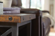 Flexsteel Carpenter Lamp Table in Rustic Brown - Furniture City (CA)l