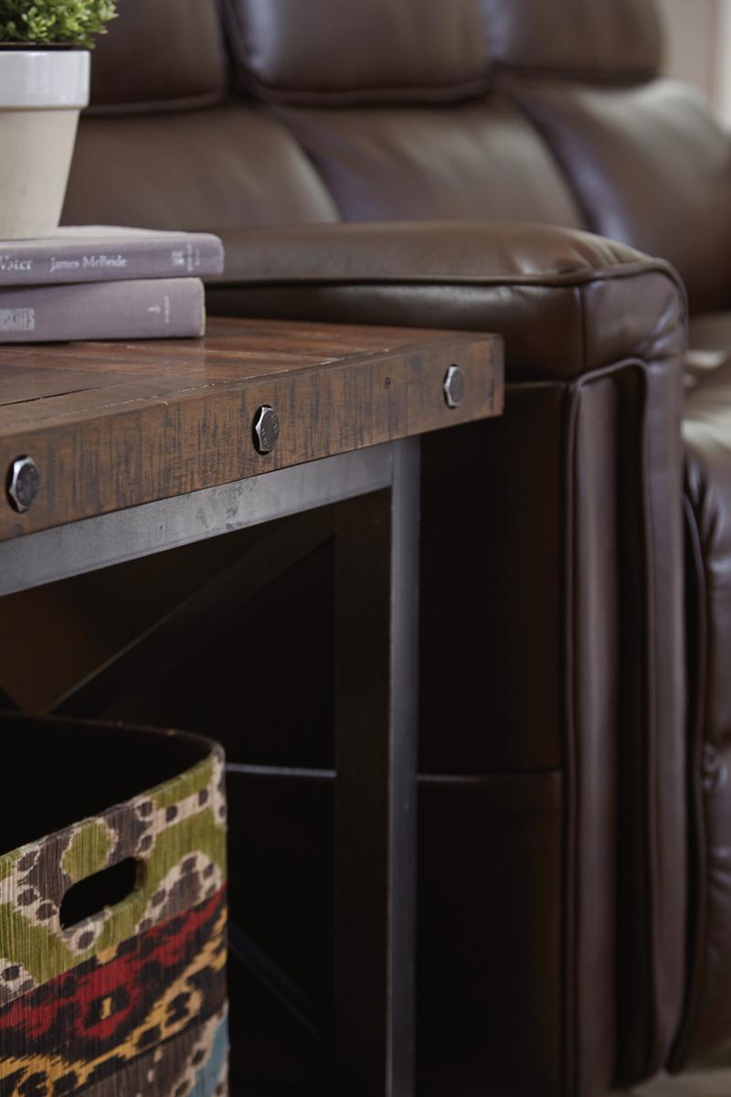 Flexsteel Carpenter Lamp Table in Rustic Brown - Furniture City (CA)l