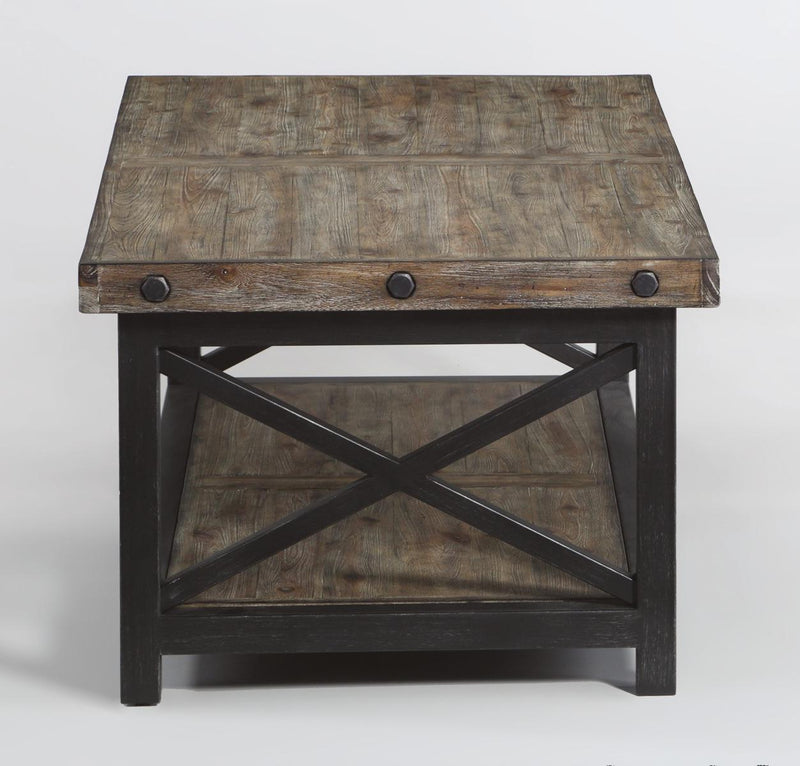 Flexsteel Carpenter Rectangular Coffee Table in Rustic Gray - Furniture City (CA)l