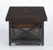Flexsteel Carpenter Rectangular Lift-Top Cocktail Table with Casters in Rustic Brown - Furniture City (CA)l