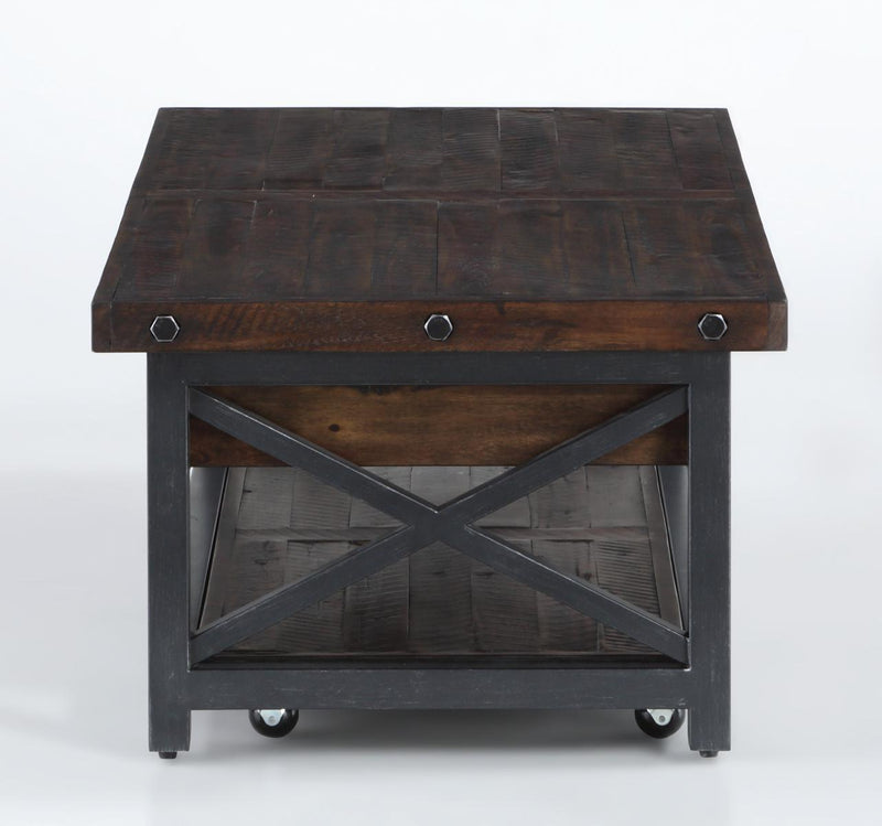 Flexsteel Carpenter Rectangular Lift-Top Cocktail Table with Casters in Rustic Brown - Furniture City (CA)l