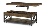 Flexsteel Carpenter Rectangular Lift-Top Cocktail Table with Casters in Rustic Brown - Furniture City (CA)l