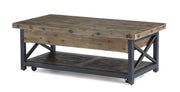 Flexsteel Carpenter Rectangular Lift-Top Cocktail Table with Casters in Rustic Gray - Furniture City (CA)l