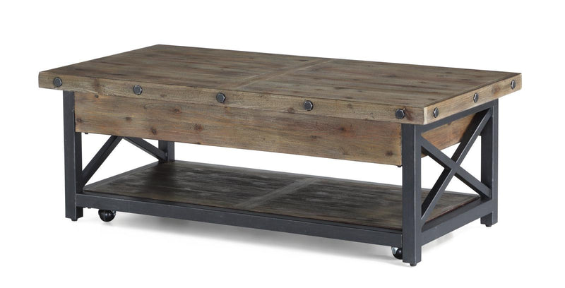 Flexsteel Carpenter Rectangular Lift-Top Cocktail Table with Casters in Rustic Gray - Furniture City (CA)l