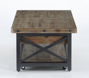 Flexsteel Carpenter Rectangular Lift-Top Cocktail Table with Casters in Rustic Gray - Furniture City (CA)l