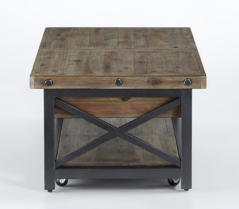 Flexsteel Carpenter Rectangular Lift-Top Cocktail Table with Casters in Rustic Gray - Furniture City (CA)l