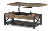 Flexsteel Carpenter Rectangular Lift-Top Cocktail Table with Casters in Rustic Gray - Furniture City (CA)l