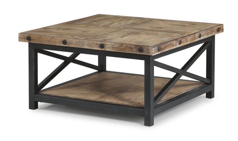 Flexsteel Carpenter Square Cocktail Table in Rustic Gray - Furniture City (CA)l