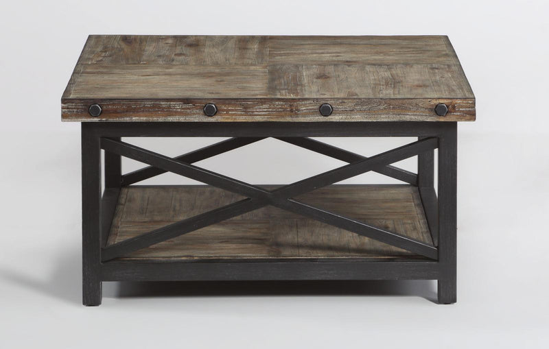 Flexsteel Carpenter Square Cocktail Table in Rustic Gray - Furniture City (CA)l