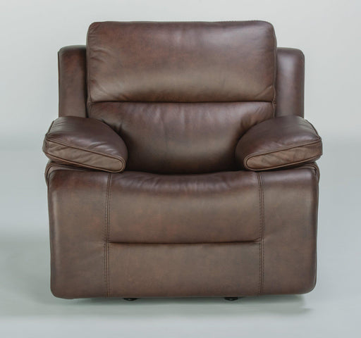 Flexsteel Latitudes Apollo Leather Power Gliding Recliner with Power Headrest in Brown image