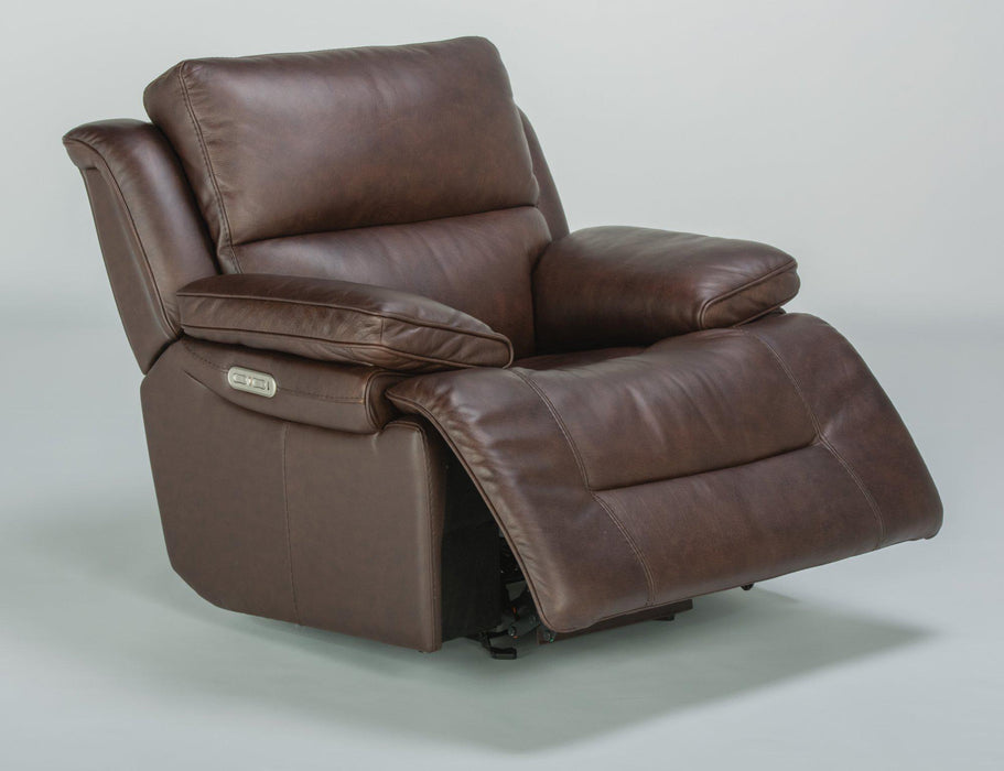 Flexsteel Latitudes Apollo Leather Power Gliding Recliner with Power Headrest in Brown