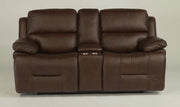 Flexsteel Latitudes Apollo Leather Power Reclining Loveseat w/Console and Power Headrests in Brown - Furniture City (CA)l