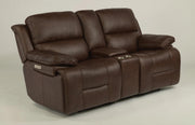 Flexsteel Latitudes Apollo Leather Power Reclining Loveseat w/Console and Power Headrests in Brown - Furniture City (CA)l