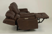 Flexsteel Latitudes Apollo Leather Power Reclining Loveseat w/Console and Power Headrests in Brown - Furniture City (CA)l