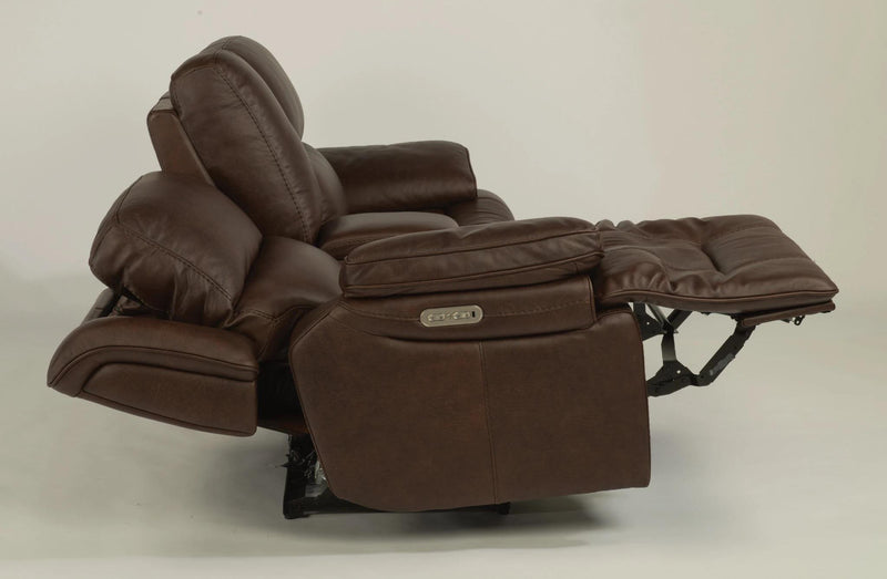 Flexsteel Latitudes Apollo Leather Power Reclining Loveseat w/Console and Power Headrests in Brown - Furniture City (CA)l